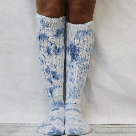  women's tie-dyed hosiery diy, tie dye fashion clothing socks  chambray blue hipster hippy - Catherine Cole Atelier