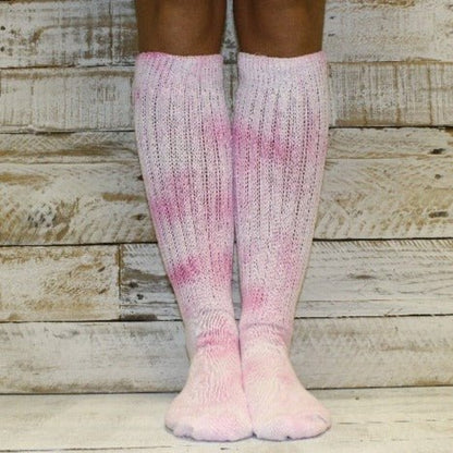 Cloud Scrunch Socks, Hooter's slouch socks pink tie dye hooters  cotton thick slouchy - Catherine Cole signature socks made in usa